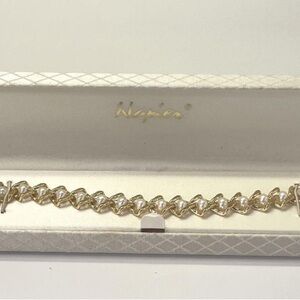 Napier Gold and Silver Tone with faux pearls Bracelet